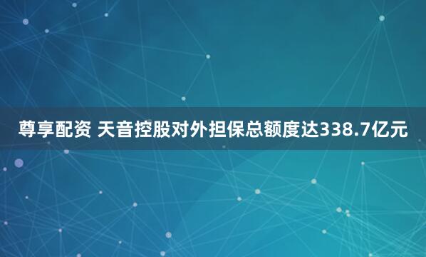 尊享配资 天音控股对外担保总额度达338.7亿元